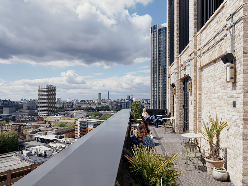 12th floor outside terrace balcony overlooking London